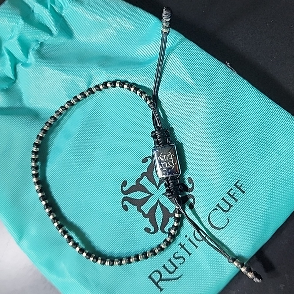 NWOT Rustic Cuff pull cord bracelet with gift pouch